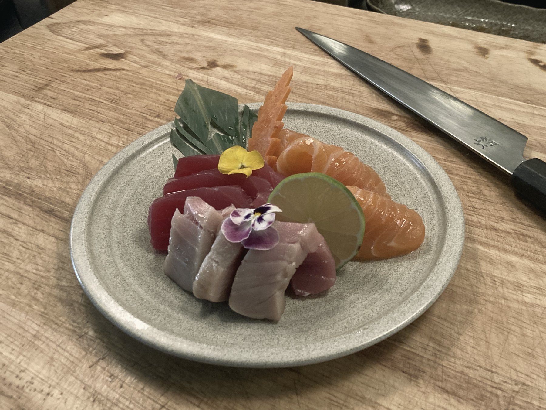 Sashimi, cut by hand